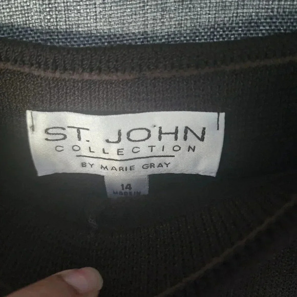 New St. John Pants Size 14 Brown Stretch Waist Wide Leg Pull On - Picture 3 of 6